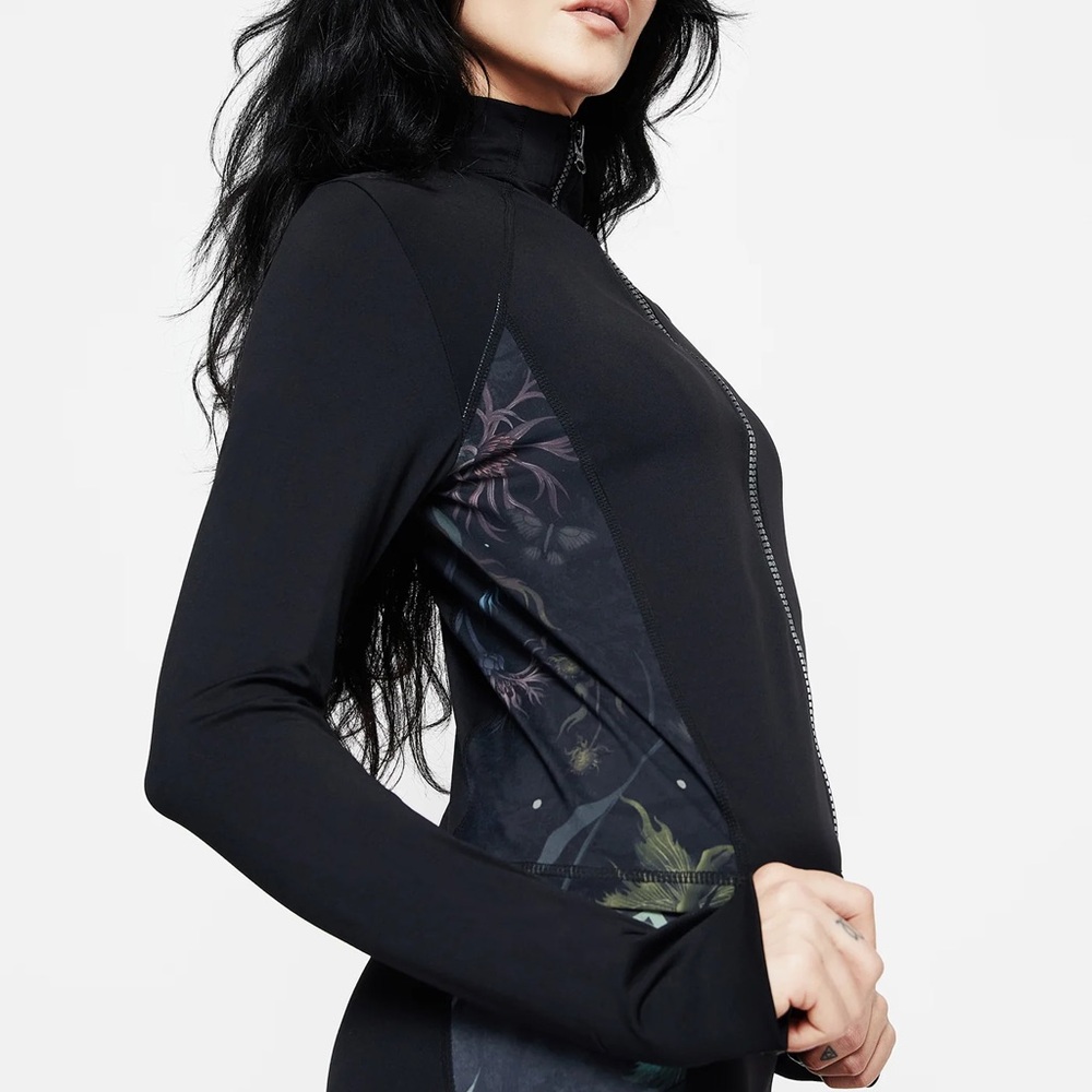 Disturbia Rosanella Floral Fairy Print Athleisure Sports Jacket